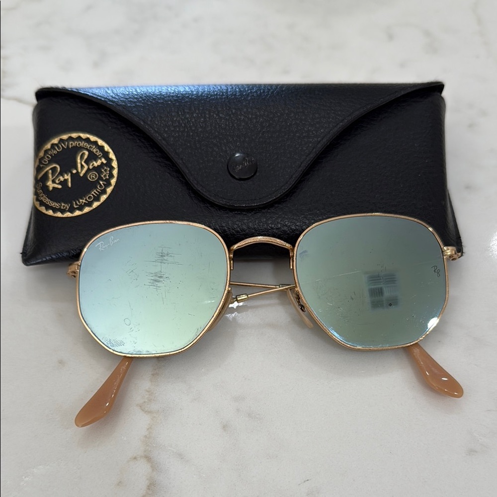 Ray-Ban Hexagonal Blue Flash Sunglasses